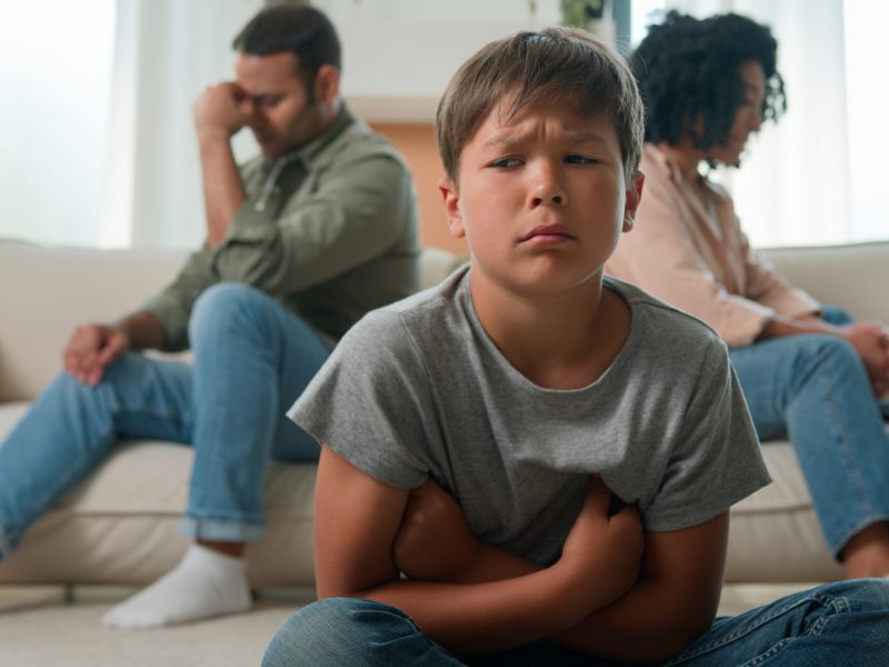 Angry boy upset parents